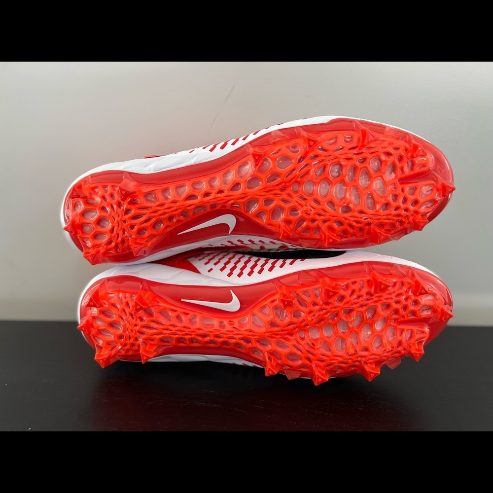 Size 11.5 Nike Alpha Menace Pro 2 Mid Football Cleats AQ3209-107 White/Orange - Picture 6 of 8